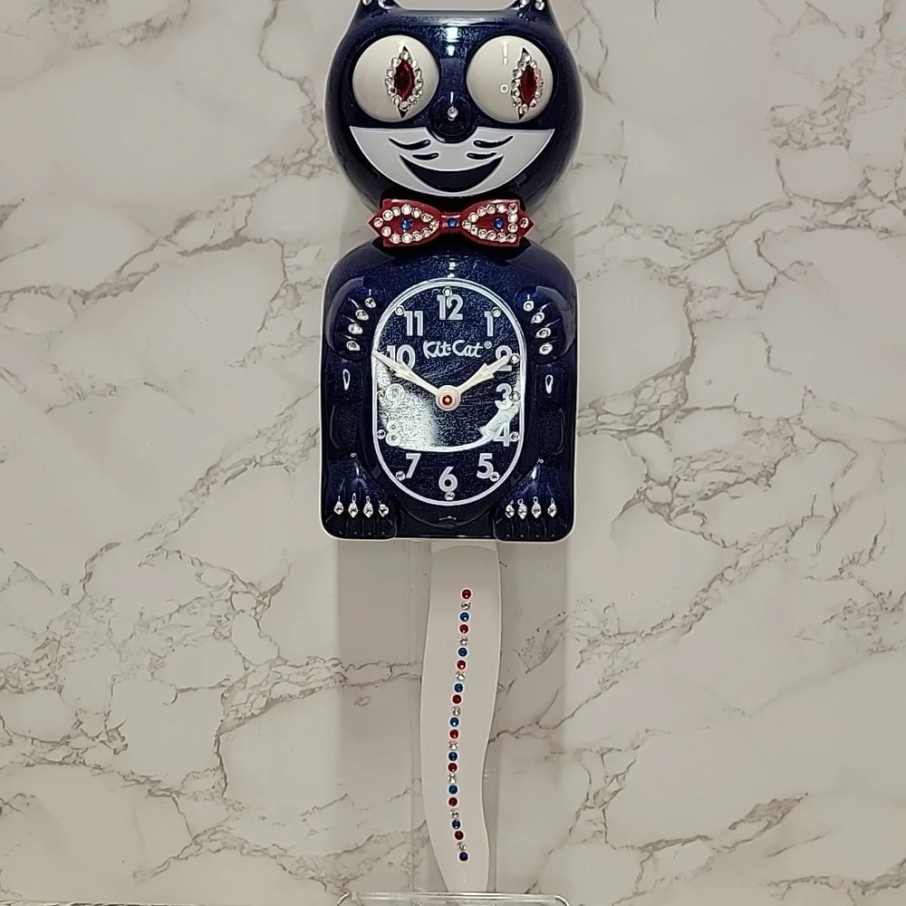 Rare Jeweled Red, White & Galaxy Blue Kit-Cat Klock LIMITED EDITION - Picture 12 of 16